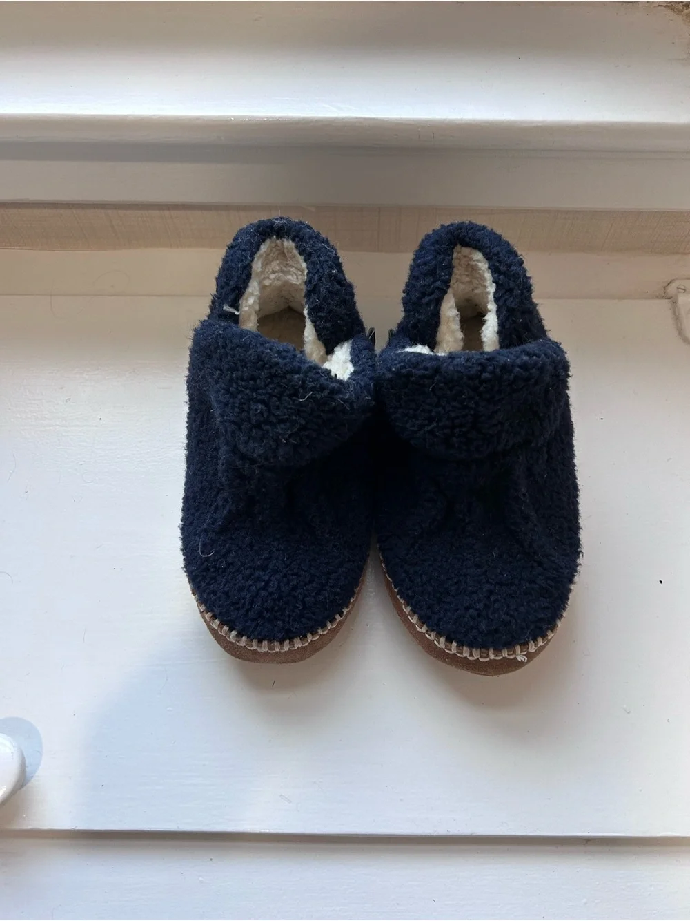 L.L. Bean Navy Plush Kids' Cozy Slipper Booties